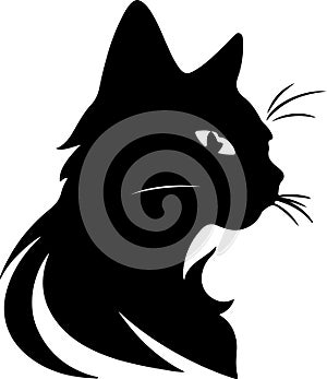 Bambino Cat Black Silhouette Generative Ai photo