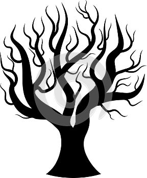 Black silhouette bare tree