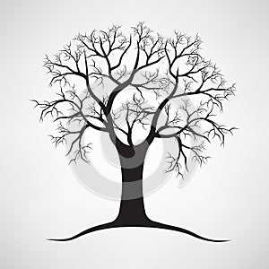 Black silhouette of a bare tree . Vector illustration