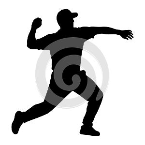 Black silhouette of baseball pitcher throwing action