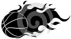 Black silhouette Basketball balls with flames. On a white background vector