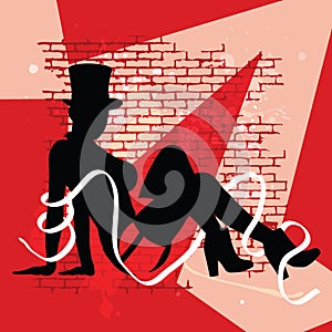 Black silhouette of beautiful woman