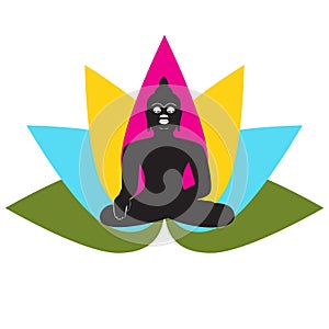 Black silhouette of Buddha with lotus