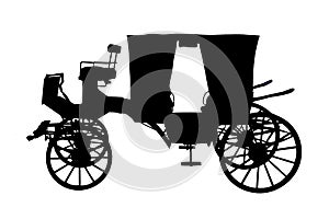 Black silhouette of the carriage is isolated on a white background