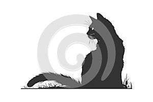 Black silhouette of a cat.icon. Vector illustration design