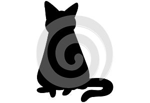 Black silhouette of cat on white background. Vector illustration.Pet icon.