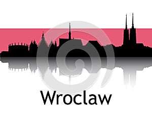 Cityscape Panorama Silhouette of Wroclaw, Poland photo