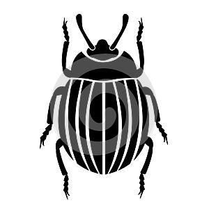 Black silhouette of the Colorado beetle with a head, paws, trunk