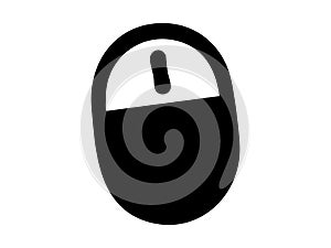 Black silhouette of computer mouse, isolated on white background. concept of technology, gadget, device, icon, logo, digital tool