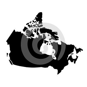 black silhouette country borders map of Canada on white background of vector illustration