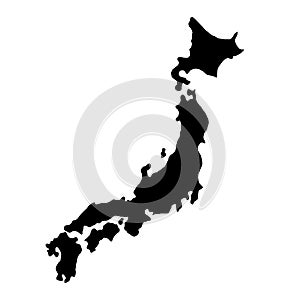 black silhouette country borders map of Japan on white background of vector illustration