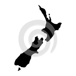 black silhouette country borders map of New Zealand on white background of vector illustration
