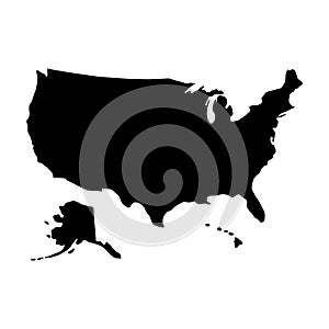 Black silhouette country borders map of United States of America