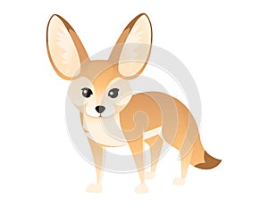 Black silhouette Cute fennec fox flat vector illustration cartoon animal design white background side view