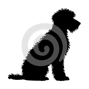 Black silhouette of a dog isolated on a white background