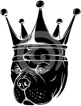 black silhouette of dog pitbull head in the crown