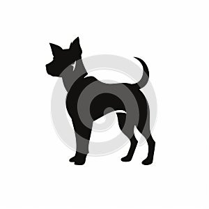 Minimalistic Black Dog Silhouette Icon On White Background photo