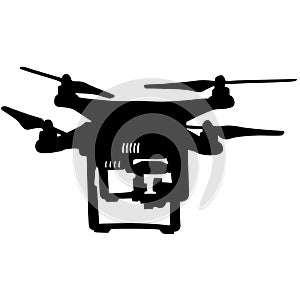 Black silhouette drone quadrocopter, vector illustration