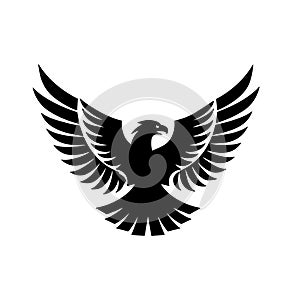 Black silhouette of an eagle on a white background vector illustration.