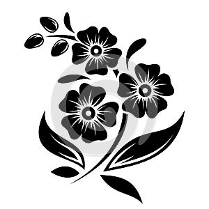 Black silhouette of flowers. Vector illustration.