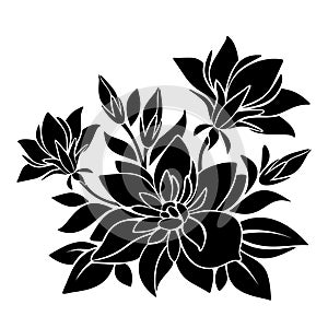 Black silhouette of flowers. Vector illustration.