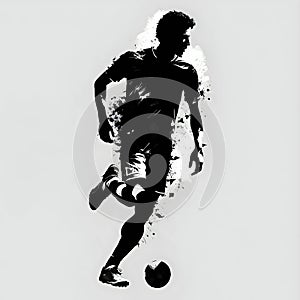 Black silhouette of a footballer on white background