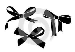 Black silhouette gift bow. Vector illustration.