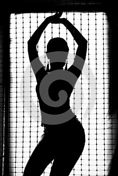 Black silhouette of a girl on a white background
