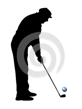 Black silhouette of golfer