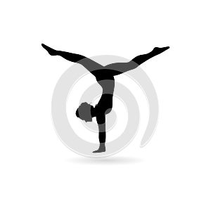 Black Silhouette of a gymnast woman icon or logo