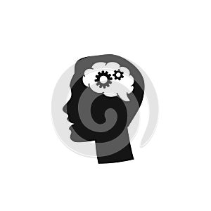 Black silhouette head brain gear, Business man, Vector