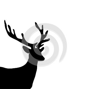 Black silhouette head deer white background