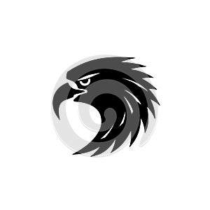 Black silhouette head of an eagle on a white background vector illustration.