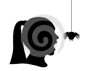 Black silhouette head girl and shriek photo
