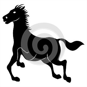 Black silhouette of a horse in full gallop