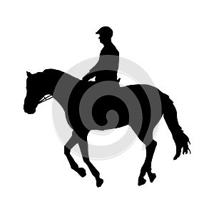 Black silhouette of horse with rider