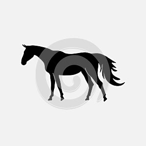 Black silhouette of a horse. Vector design element for equestrian goods isolated on a white background