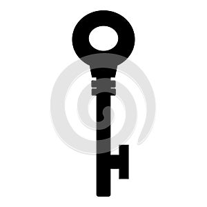 Black silhouette key isolated on white background. Vector illustration for any design