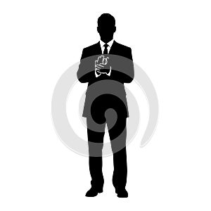 Man in suit clapping hands silhouette