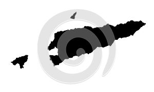 Black silhouette of a map of the country of Timor-Leste in southeast Asia on a white background