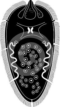 Black silhouette of Miracidium of Sheep liver fluke Fasciola hepatica