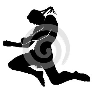 Black silhouette muay thai vector