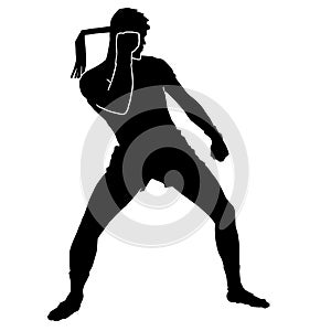 Black silhouette muay thai vector