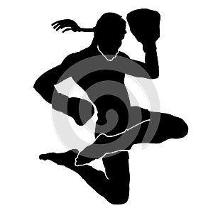 Black silhouette muaythai combat duel sparing vector