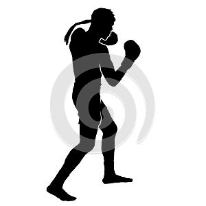 Black silhouette muaythai combat duel sparing vector