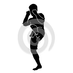 black silhouette muaythai combat vector