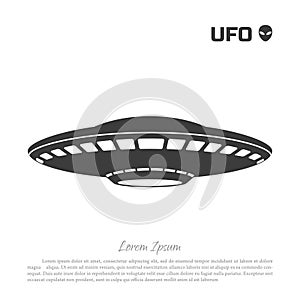 Black silhouette ofa UFO on white background