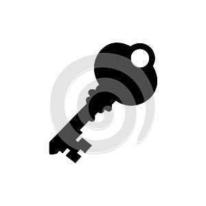 A black silhouette of an old-fashioned key