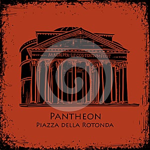 Black silhouette Pantheon hand drawn vector