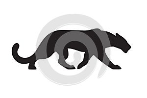 Black silhouette of panther. Vector wildcat illustration. Predator animal isolated on white background as logo, mascot or tattoo